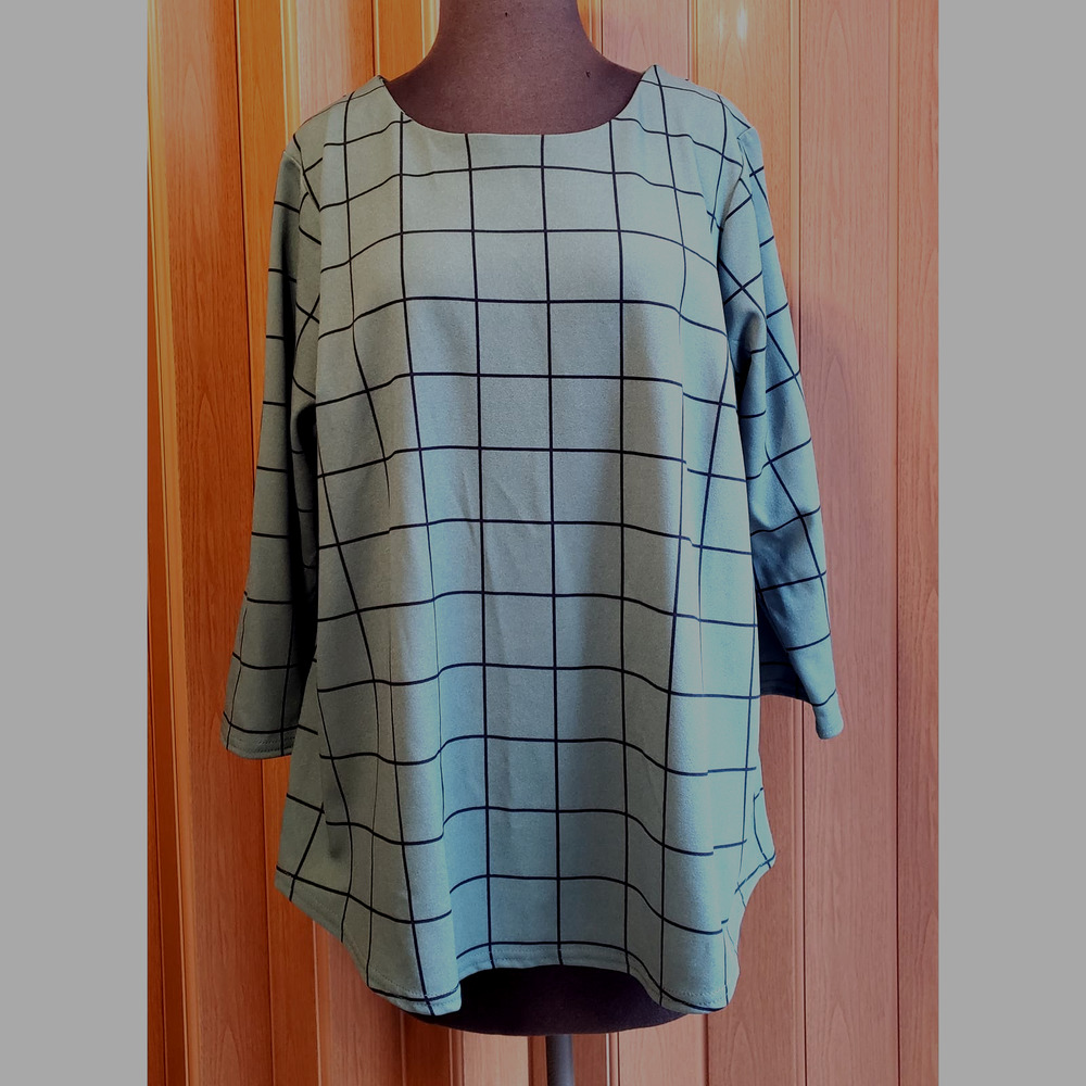Mellóday size 1X green & black long sleeve blouse